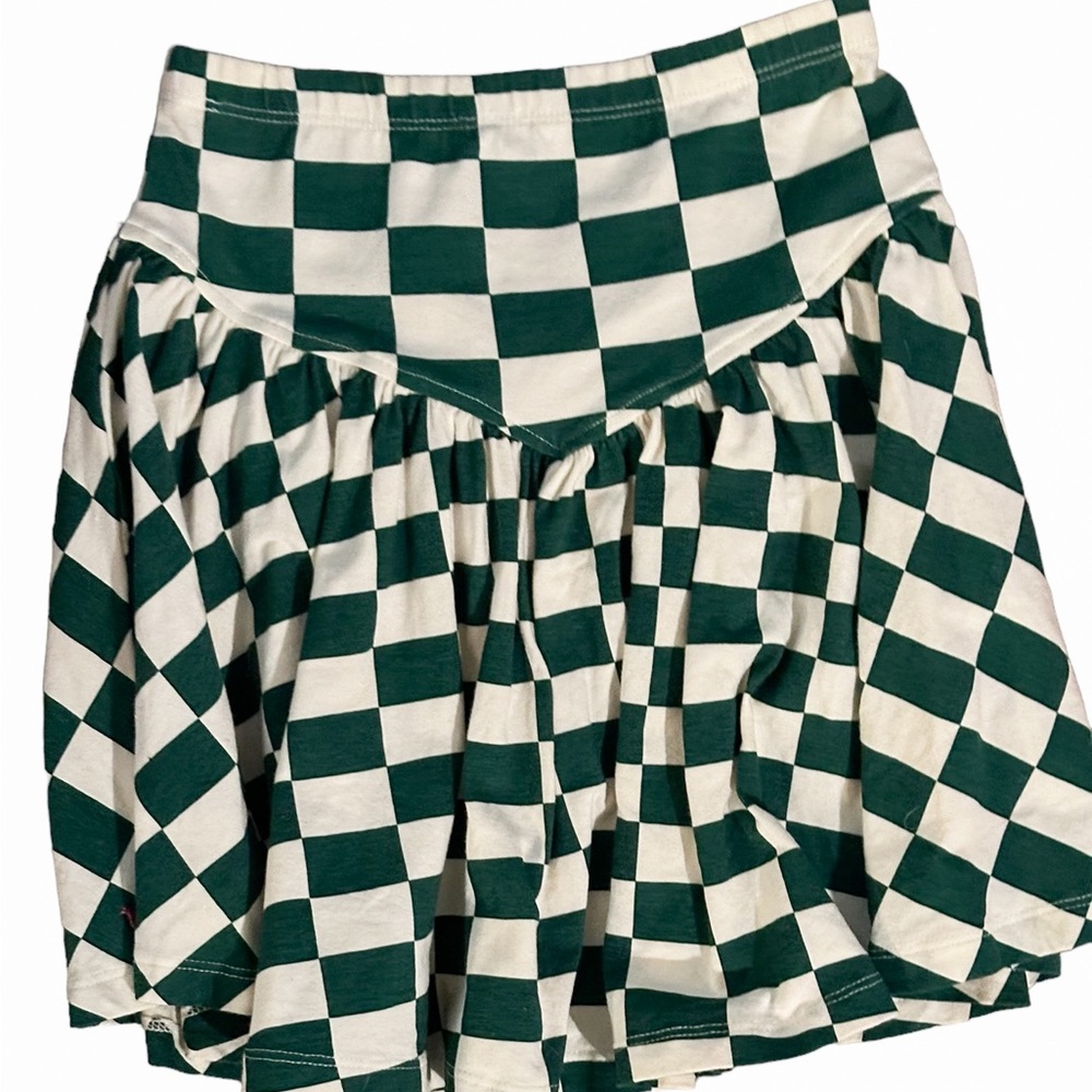 Pink Chicken Green and White Checkered Skirt